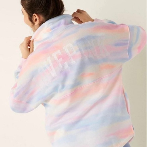 PINK Victoria's Secret Sweaters - Victoria's Secret Cowl Neck Rainbow Tie Dye Multi Color Sweatshirt XL BNWT HTF